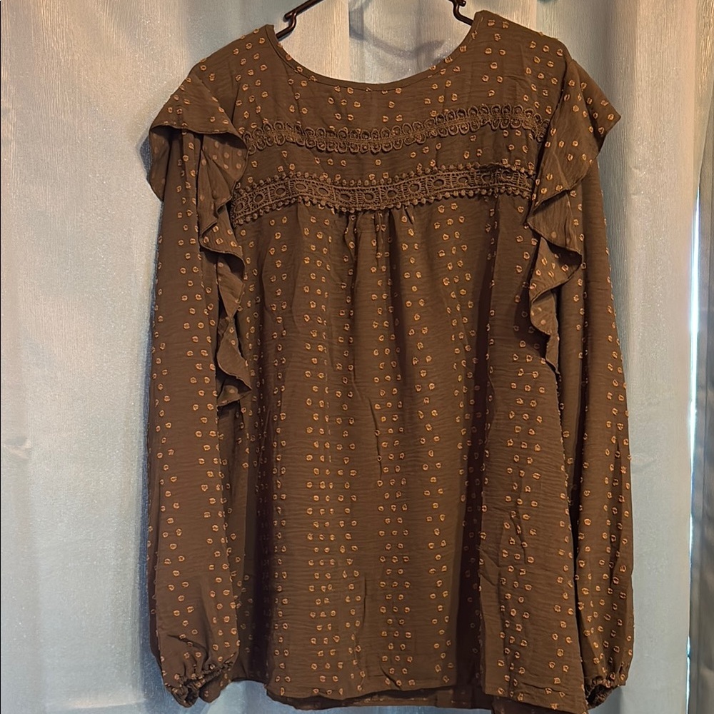 Dark green Ruffled Women's Top